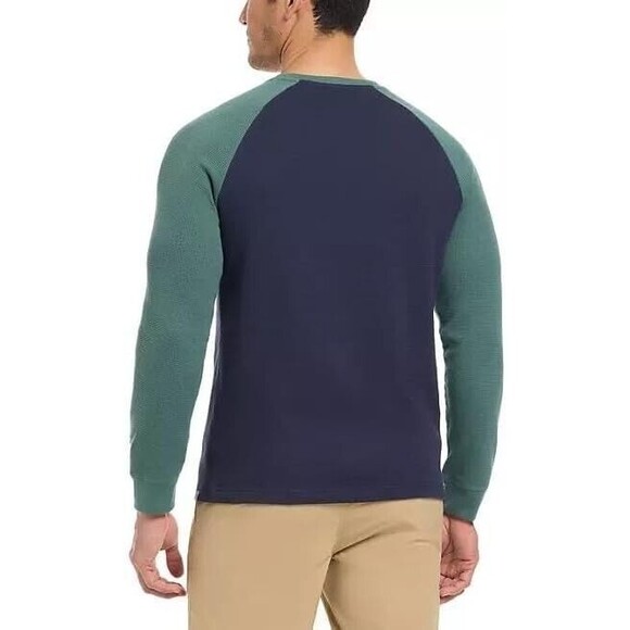 Hurley Logo Graphic Tee Shirt Mens XXL Green Blue Waffle Knit Thermal NEW - Picture 2 of 11